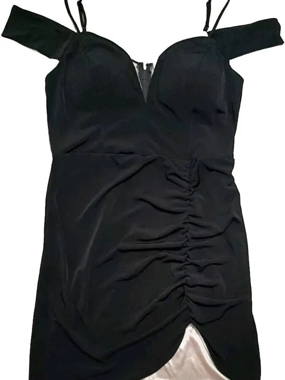 City Studio Black Ruched Bodycon Dress